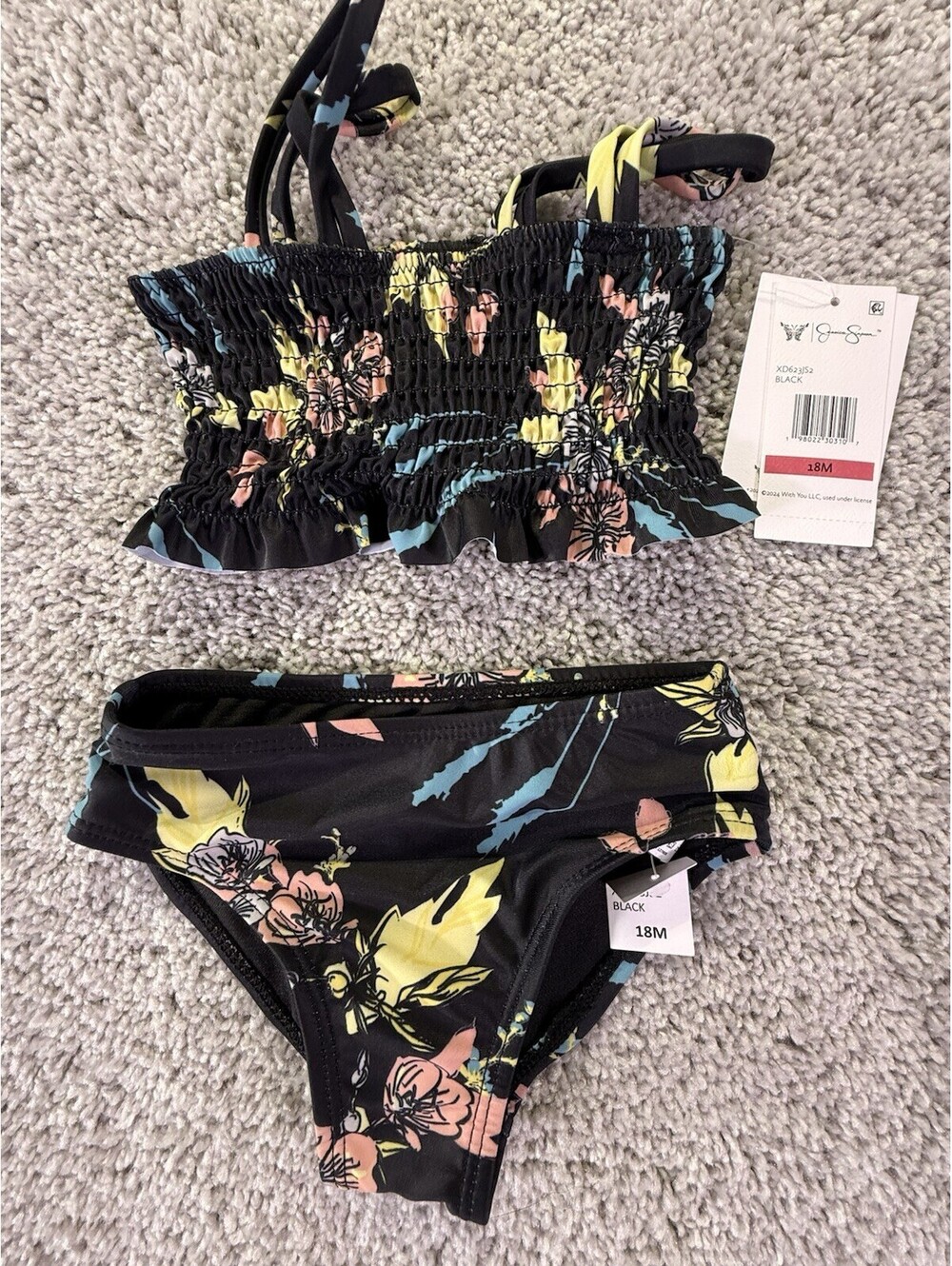 NWT Jessica Simpson Infant 18 Months Bikini Black Floral